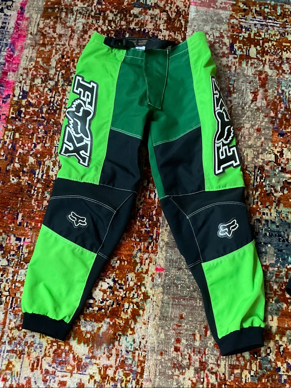 Fox Kids Green and Black Motocross Joggers